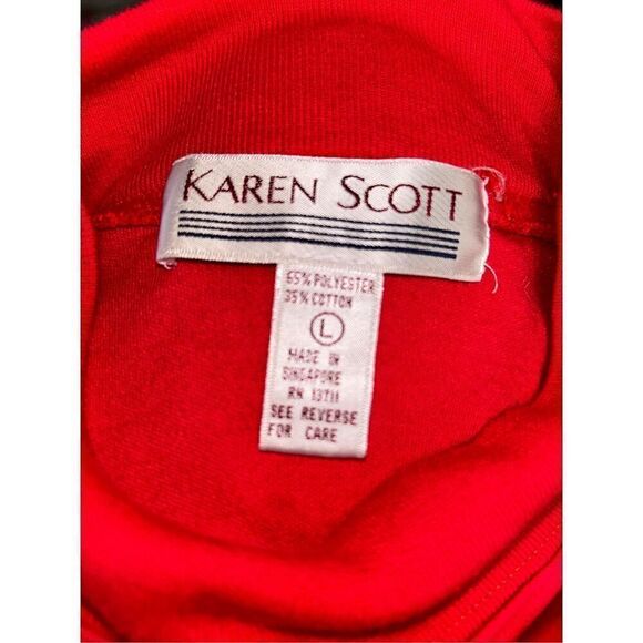 Vintage Karen Scott Top Mock Neck L Red - Picture 3 of 3